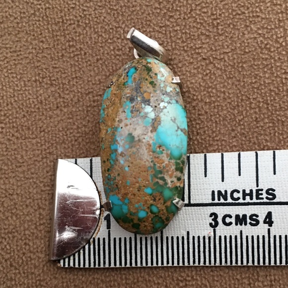 Large natural untreated turquoise 925 sterling silver pendant - Picture 7 of 7